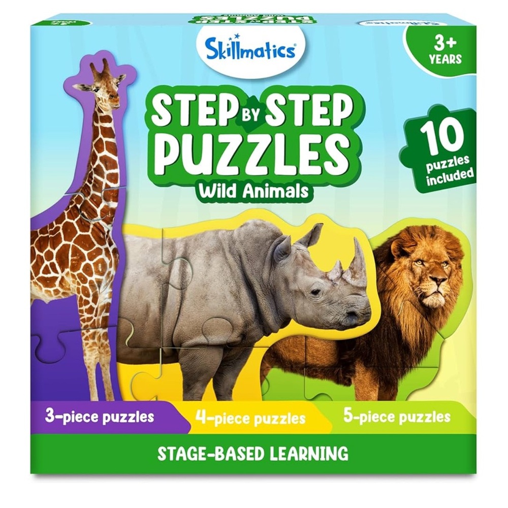 Skillmatics Step by Step Puzzle - 40 Piece Wild Animal Jigsaw 3+ Years